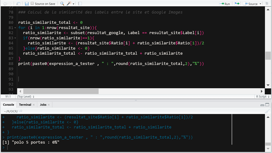 Script R similarit