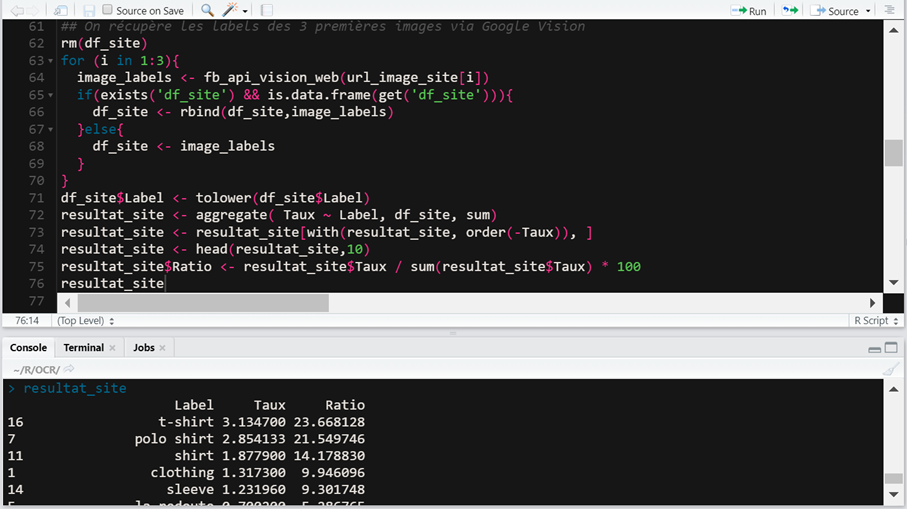 Script R et API Google Vision